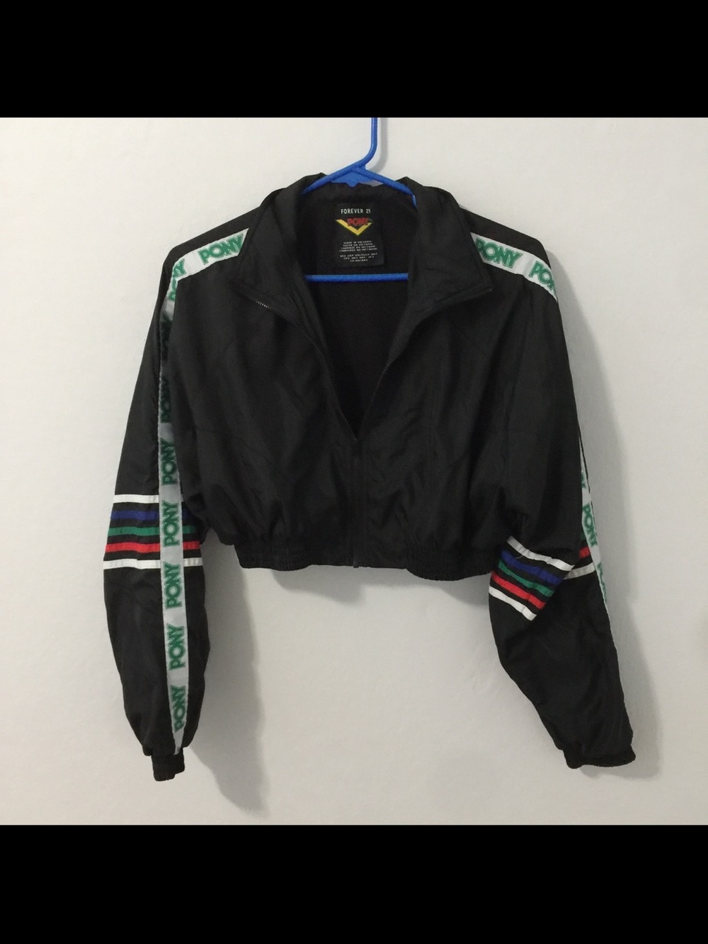 PONY Black Cropped Windbreaker Jacket